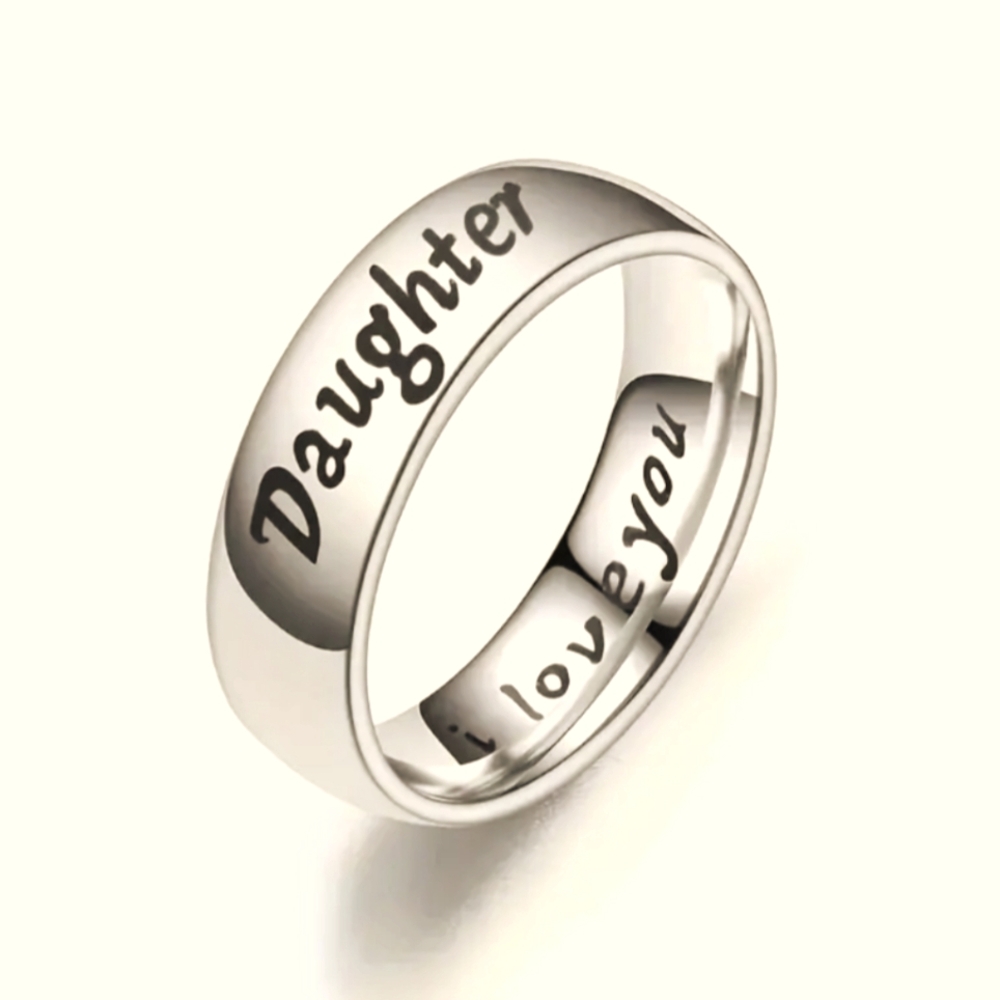 Daughter Ring I Love You Inside Stainless Steel Finger Ring 6mm  Band Sz 13 NWT